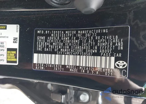 2023 Toyota Corolla Xse из США, поврежденный, VIN 5YFT4MCE4PP159507